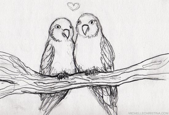 Love birds illustration by michelle christina