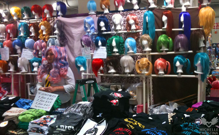 anime boston convention 2011 colorful cosplay wig displays