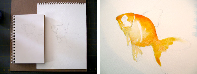 goldfish watercolor painting technique by michelle christina